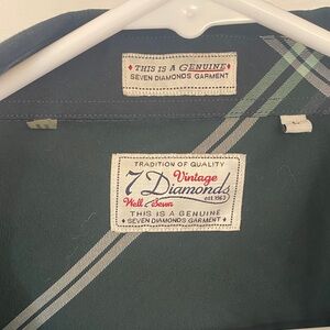 7 Diamonds Dark Green Plaid Shirt